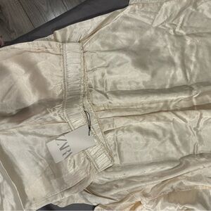 Zara Ivory Satin Trousers